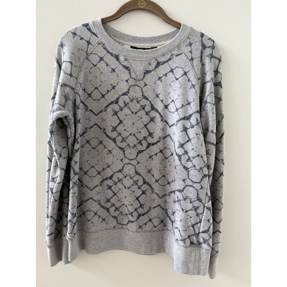 Women's Grey With Blue Snake Type Pattern North Face Sweatshirt Size Medium